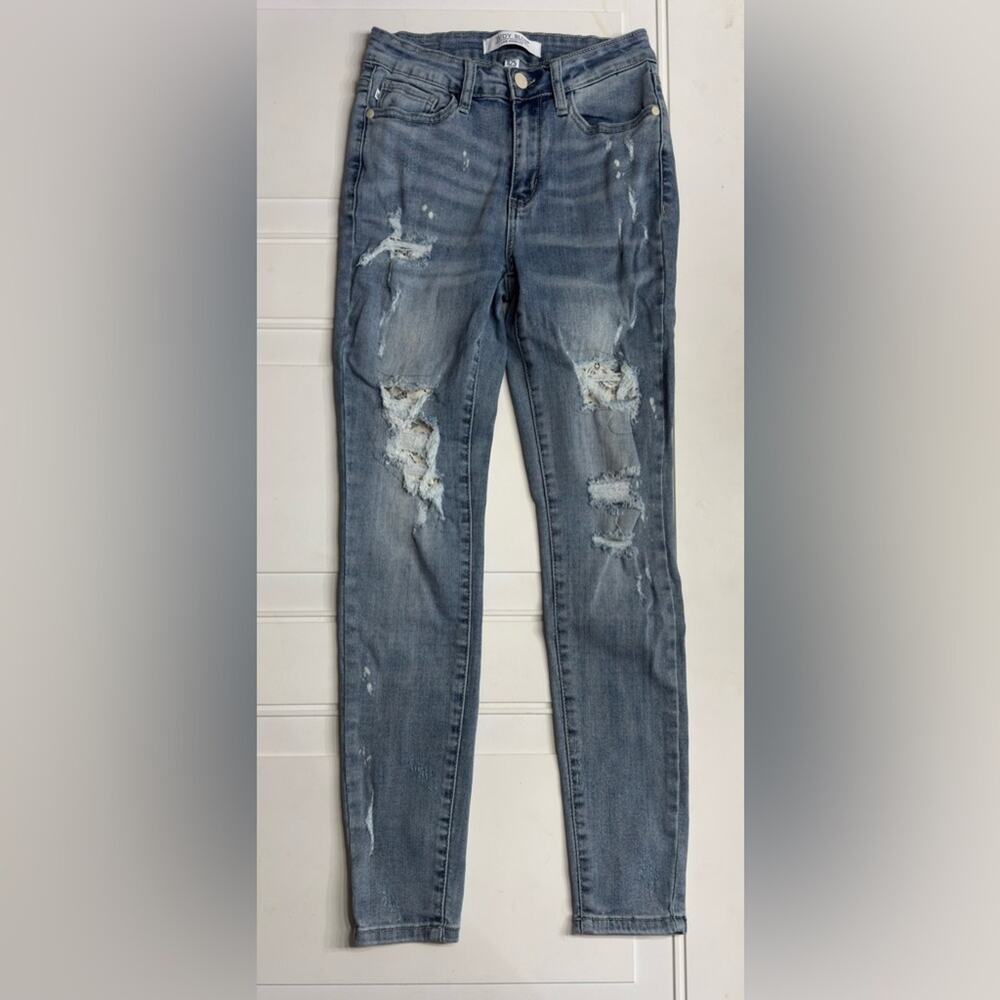 Judy Blue Womens Size 1/25 Super Distressed Denim Skinny Jeans Light Wash